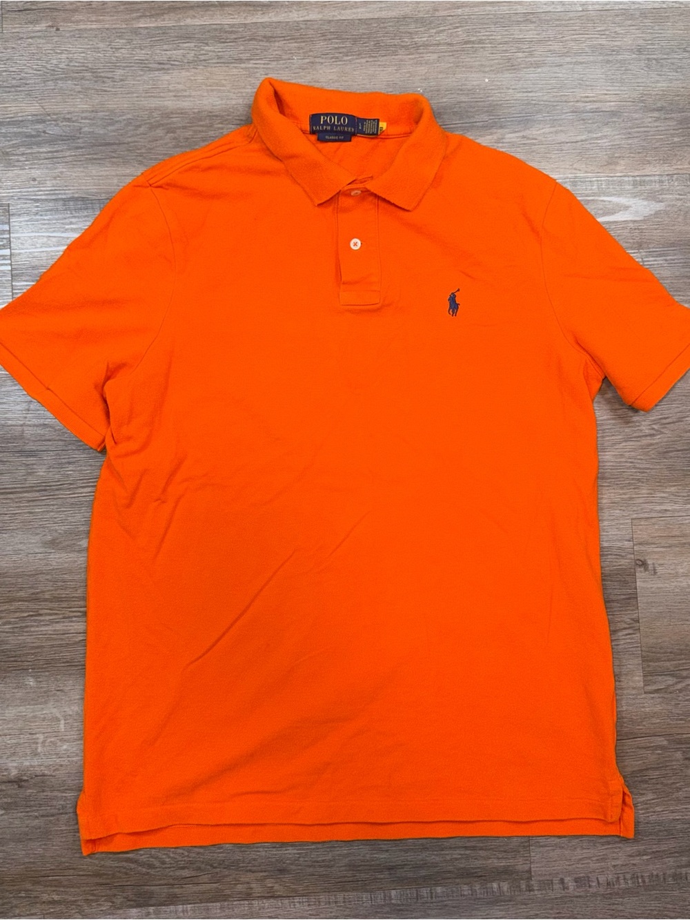 Polo Ralph Lauren Shirt Mens Large Classic Pony Logo Orange Short Sleeve Casual